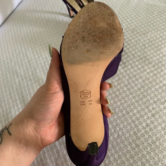 Purple Satin Open Toe Heels - Picture 6 of 12
